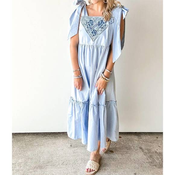 Rosa Margarita V-neck Cotton Dress